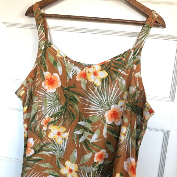 Naturals d&co Linen Blend Floral Tropical Maxi Dress 1X Quiet Luxury Resort - Picture 3 of 9